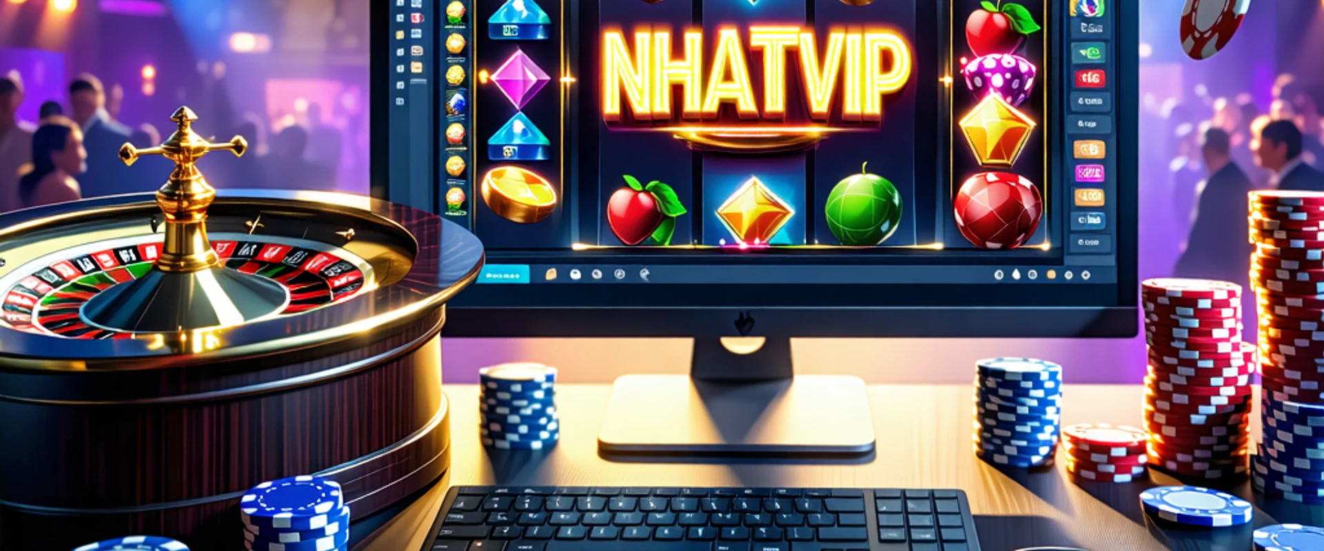 Hình ảnh sòng bạc trực tuyến NHATVIP sôi động với các trò chơi và người chơi