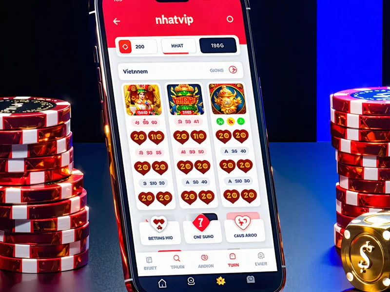 Ứng dụng di động NHATVIP trên điện thoại, hiển thị giao diện xổ số