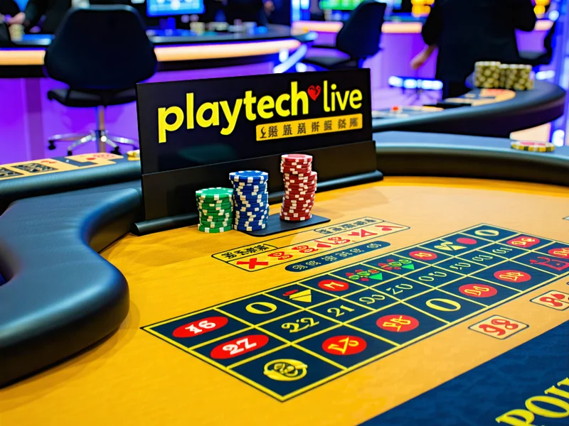 Logo Playtech Live và hình ảnh bàn chơi Blackjack trực tuyến