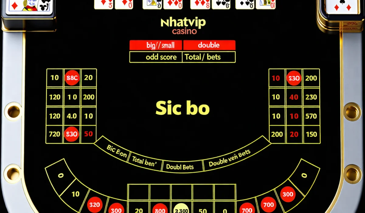 Bố cục bàn chơi Sic Bo và các ô cược tại NHATVIP